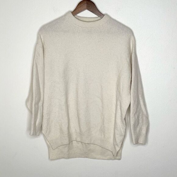 Stockholm Atelier & Other Stories Wool Blend Hi Low Crewneck Sweater in Ivory - - Picture 1 of 9